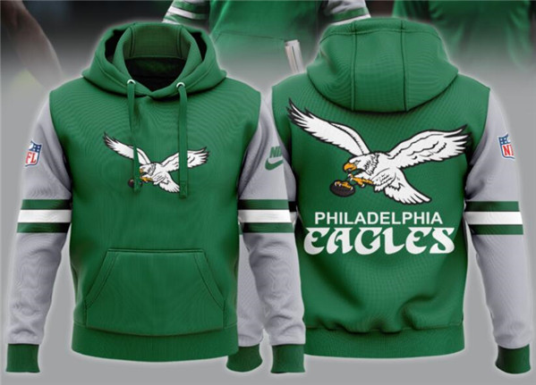 Men's Philadelphia Eagles Green Team Big Logo Sideline Alternate Club Pullover Hoodie